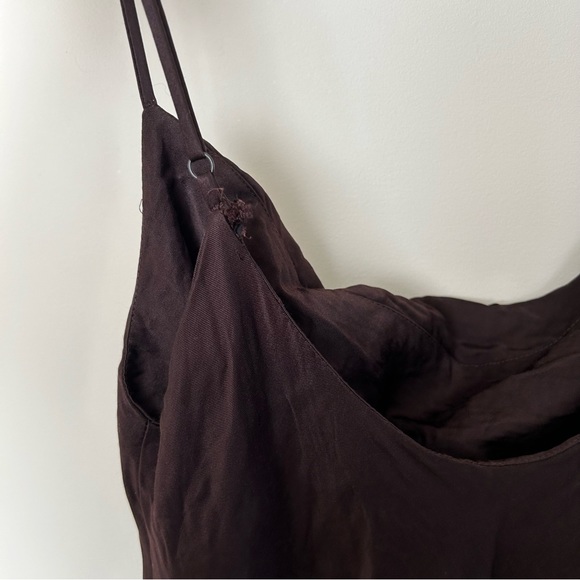 Zara Chocolate Brown Satin Slip Dress - Picture 10 of 11
